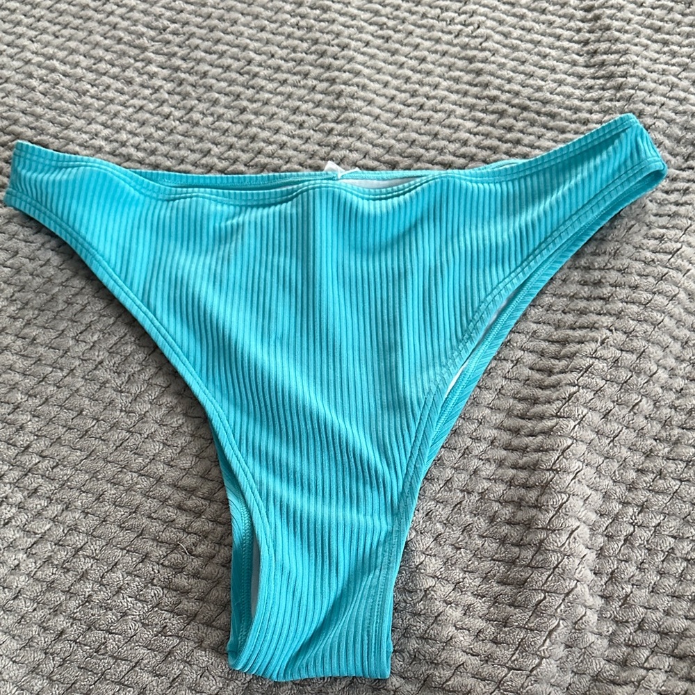 Cupshe Aqua Ribbed Bikini Bottom